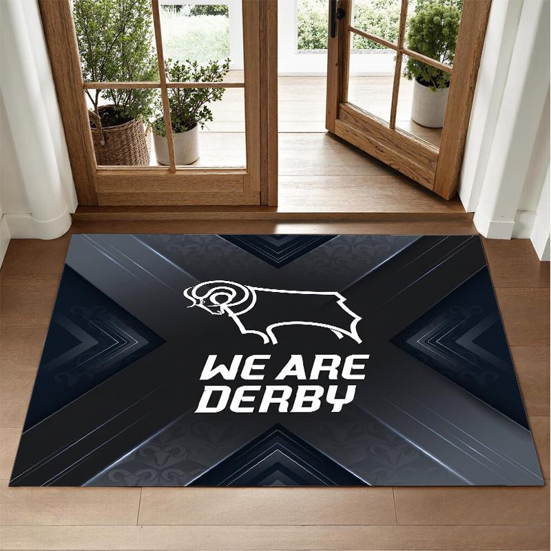 Derby County Design Crystal Velvet Rug Soft Decorative Mat for Bedroom Entrance