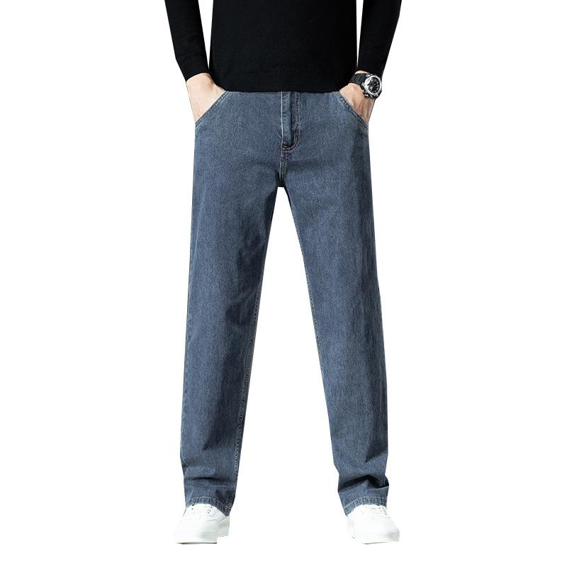 Straight-leg Jeans For Men, Versatile, Stretchy And Loose, Autumn New Style, Youth Long Men's Popular Thick Casual Trousers