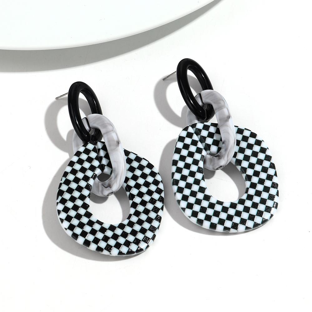 New Leopard Acrylic Big Link Chain Long Earrings for Women Exaggerated Irregular Geometric Drop Earring Statement Jewelry Gifts