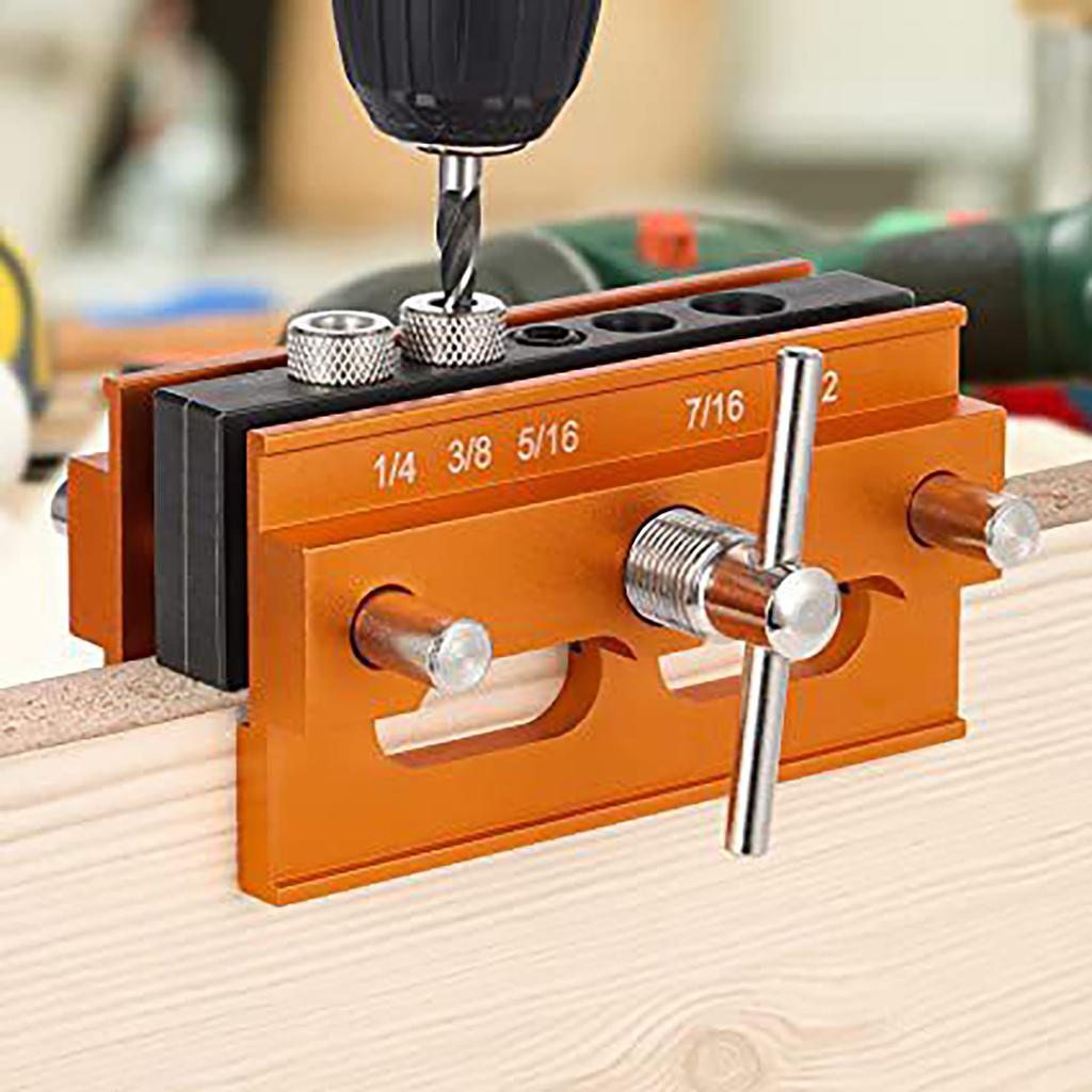 Self Centering Doweling Jig Kits Adjustable Width Dowel Jig Kits for Straight Hole Joiner Set 6 Bushings 3 Size Drill Bits
