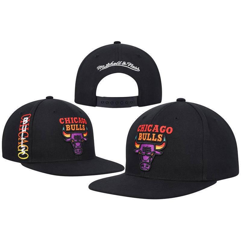 Flat Brim Embroidered Baseball Cap Adjustable Sport Sun Hat Bulls Team