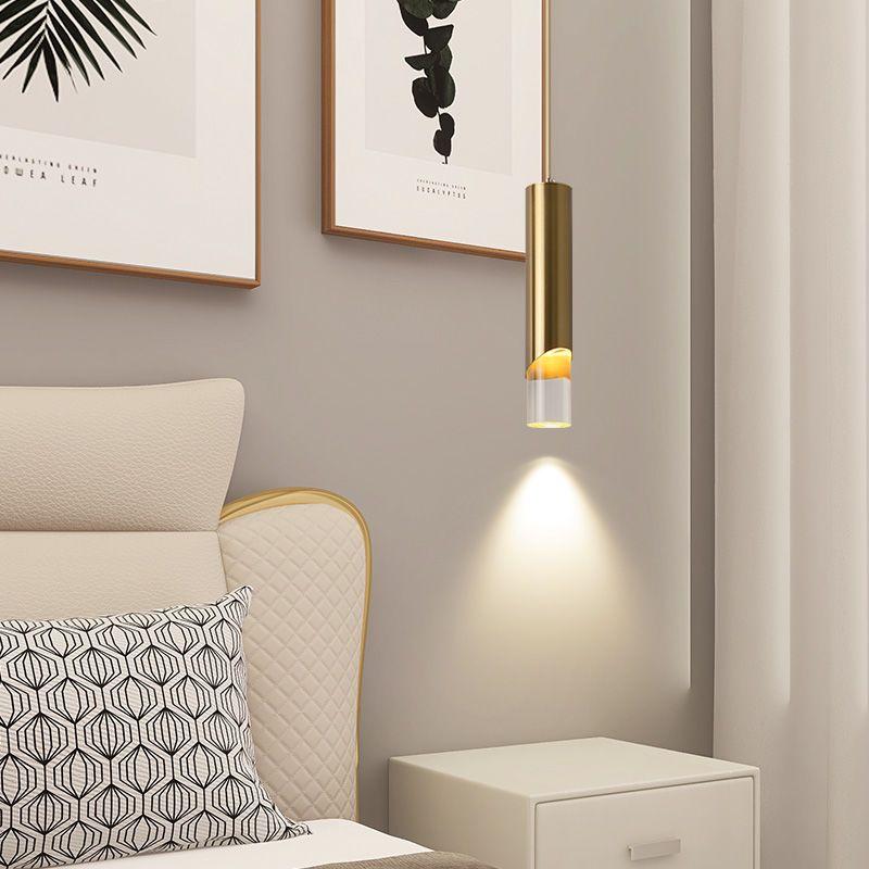 LED Modern Black Gold Pendant Light Bedroom Bedside Table Adjustable Chandelier