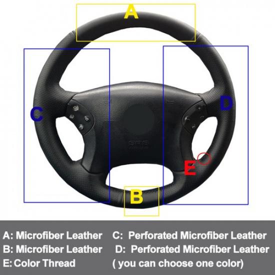 Hand Sewing Car Steering Wheel Cover For Mercedes Benz W203 C-Class 2001-2007