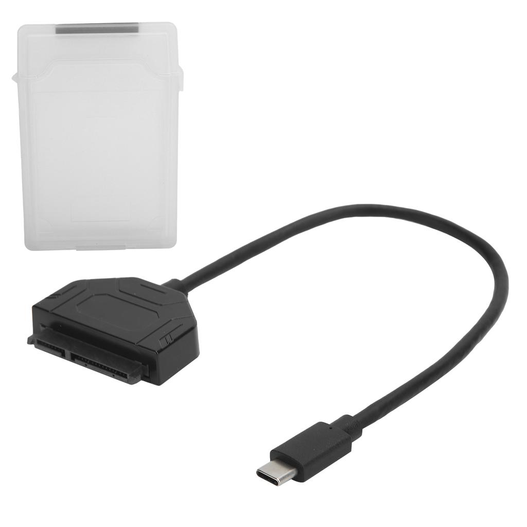TypeC SATA Adapter 2.5in USB 3.0 10G SSD HDD Hard Disk Drive Cable Protection Box(White )
