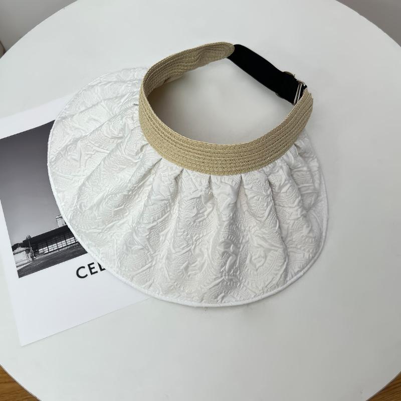 

Sun hat women s sun protection UV protection summer large brim face protection sun protection straw headband type empty top sun hat Adjustable