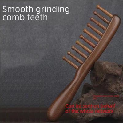 Goldgrüner Sandelholz-Doppelreihen-Zahnkamm - Tianlan Lockenhaar-Holzkamm