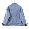 Women spring and Autumn causal Denim Jackets Vintage Washed Blue JeansTurn-down Collar Outwear Jacket