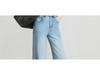 Li Shaonü Women's Fleece-lined Blue High-waisted Wide-leg Jeans - Winter 2026 Collection