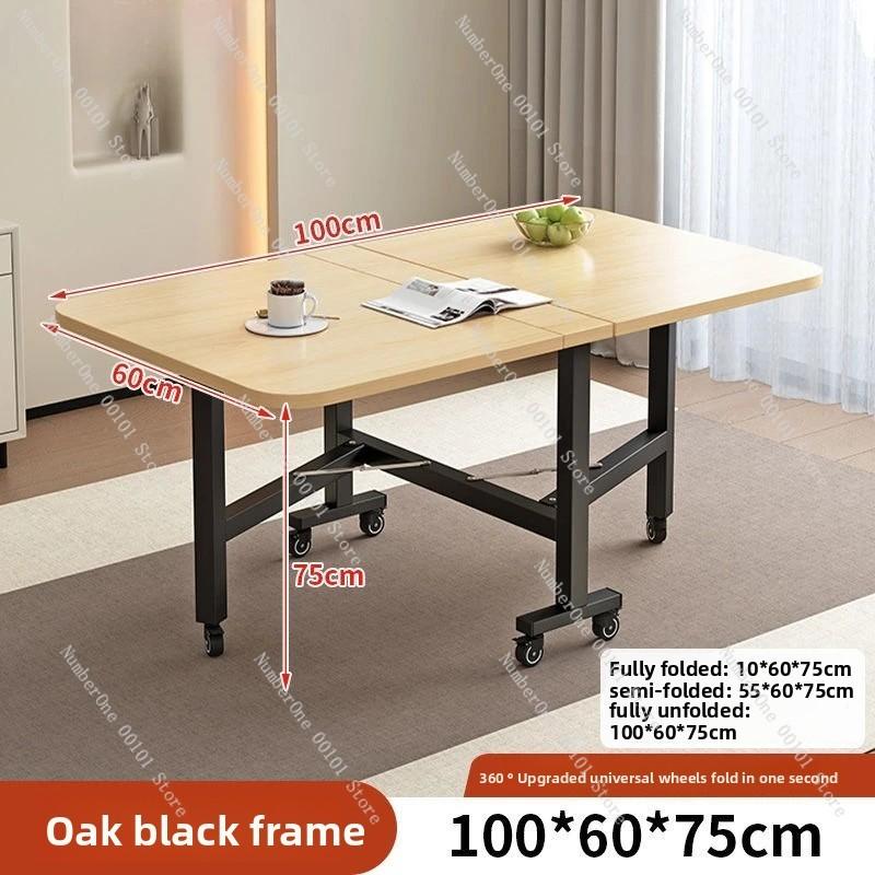 Household Folding Dining Table, Movable Extendable Table for Small Apartments, Rectangular Table with Chair, Space-saving Design