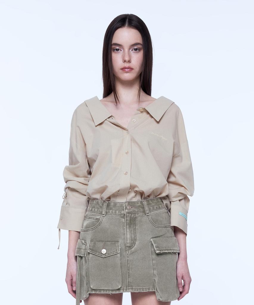 INSTANTFUNK Summer Ribbon Shirt - Light Beige