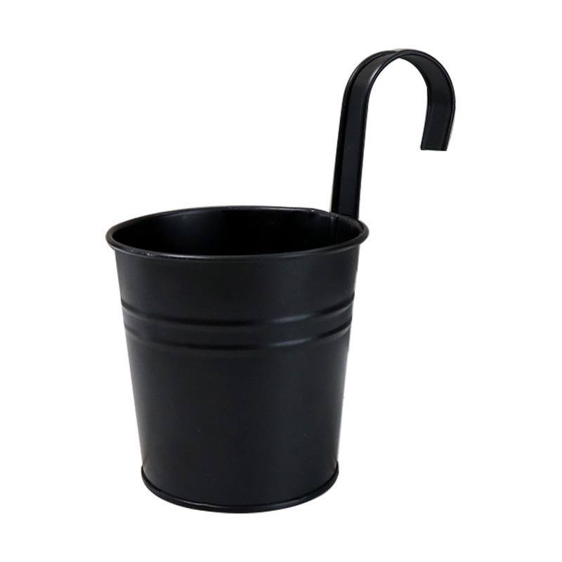 Black/white, Hanging, Wrought Iron Flower Pot, Hanging Pot, Detachable, Hanging Bucket, Succulent Green Plant, Balcony Fence Flower Pot