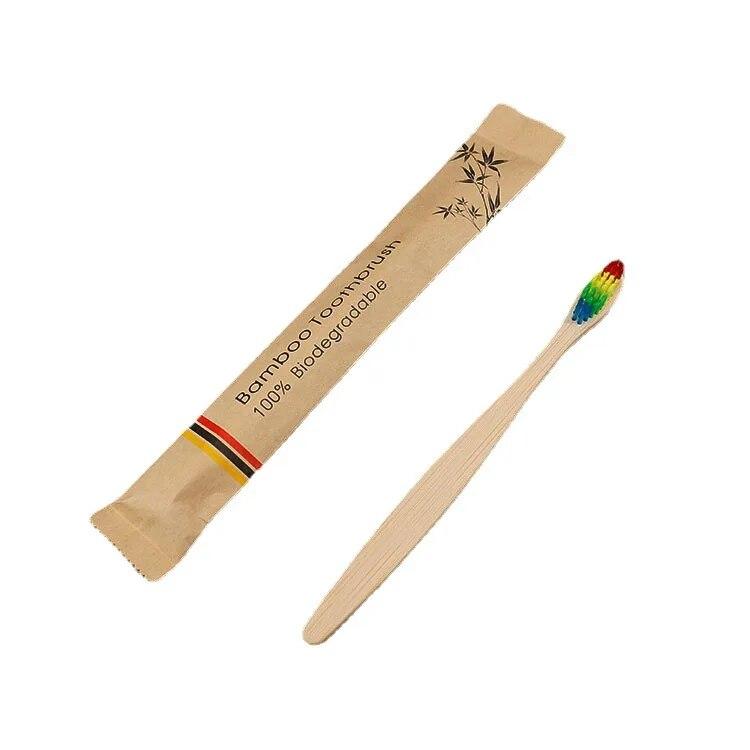 10pcs Eco Friendly Bamboo Toothbrush Soft Bristles Biodegradable Plastic-Free Adults Toothbrush Bamboo Handle Brush