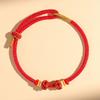 Handmade Peach Blossom & Lily of the Valley Knot Zodiac Bracelet – Red Rope for Men & Women, Bead-String DIY Semi-Finished.