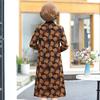 Women's Floral Print Midi Dress Casual Lapel Button Up Long Sleeve Loose Fit Dress for Middle Aged and Elderly
