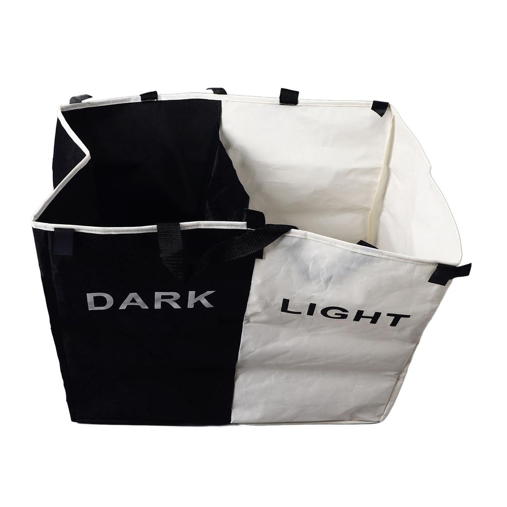 Double Laundry Hamper 2 Section Large Capacity Foldable Laundry Hamper Cloth Basket with Aluminum