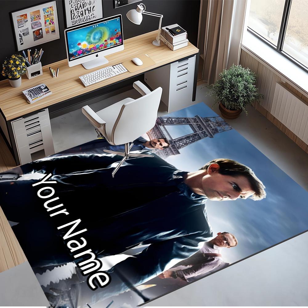 Custom Name Mission Impossible Printed Carpet, Rug for Office Chair Living Room Bedroom Kitchen Room Decor Gifts.