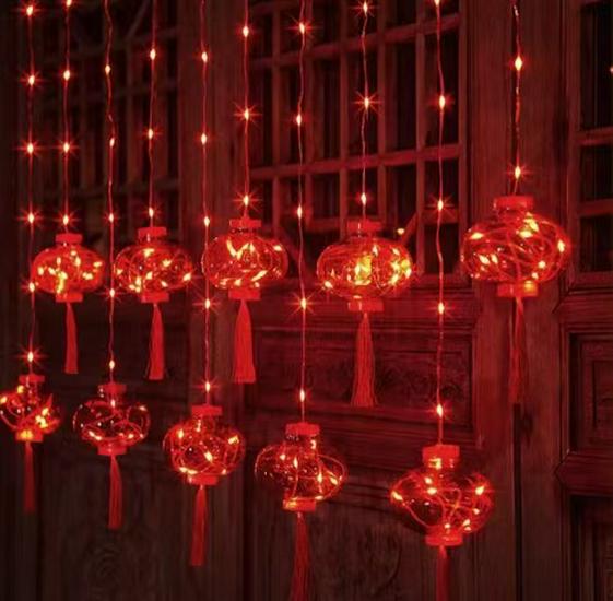 

Светодиодные красные фонарики для украшения балкона на Праздник Весны и Новый год 220V Plug-in