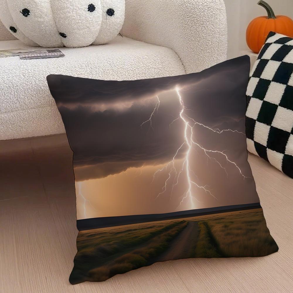 Lightning Cushion Cover Linen Pillow Case Soft Breathable Protective Couch Room Decoration