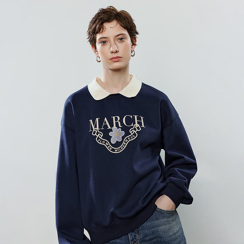 Chuyu Women's Floral Print Fleece Polo Neck Sweatshirt