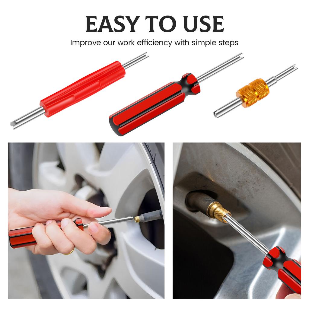 18Pcs Valve Core Wrench Tools Double Head Air Conditioning Line Repair Tire Tools Metal Valve Core Puller Extractor Remover Tool