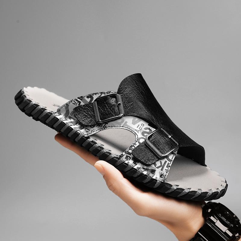 Men Leather Sandals Classic Summer Men Handmade Slippers Soft Original Sandals Real Leather Slippers Men Outdoor Leather Slides