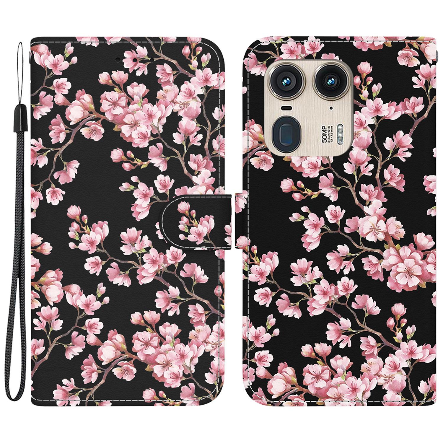 

Wholesale Phone Case for Motorola Edge 50 Ultra 5G/Moto X50 Ultra Wallet Leather Phone Stand Cover with Pattern Printing Plum Blossom