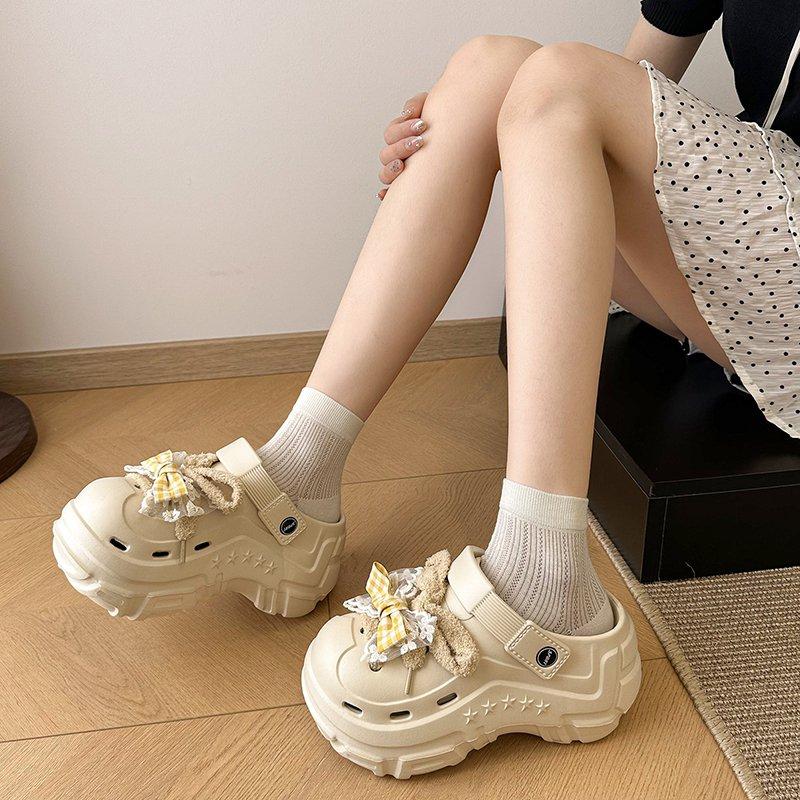 Fashion Butterfly-Knot Slippers Women Summer Cover Toe Slides Soft Butterfly-knot Sweet Butterfly-Knot Cover Toe Slippers Women Summer S
