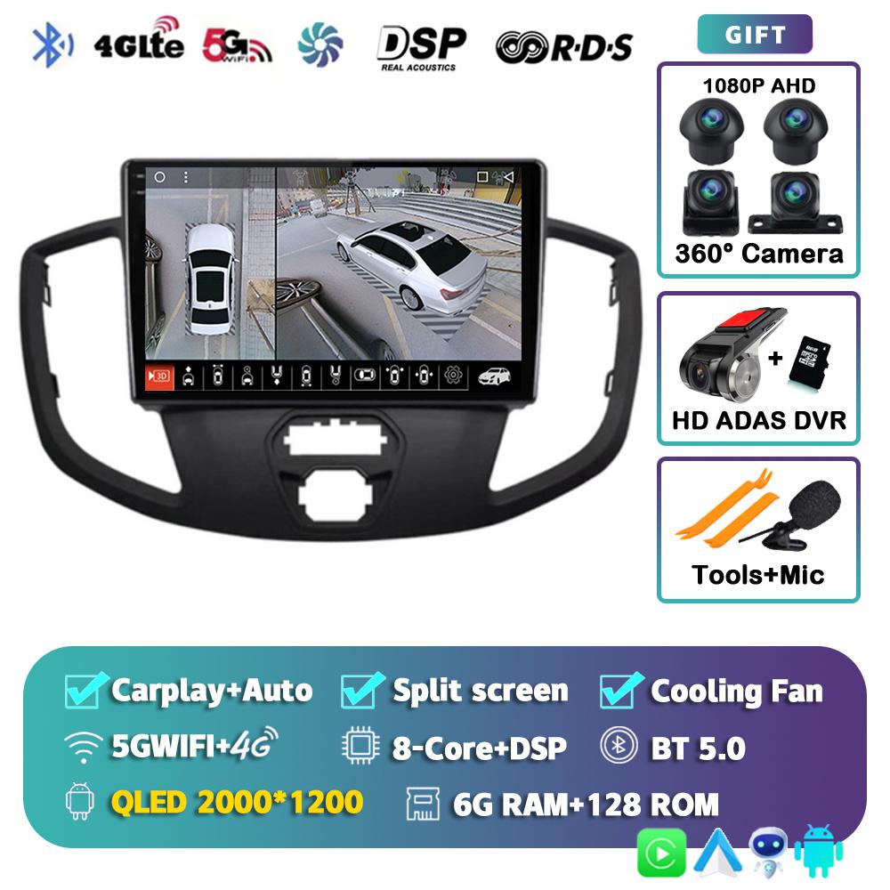Android 14 Carplay Auto Radio Auto Pentru Ford Transit 2015 2016 2017 2018 Player Video Multimedia GPS Stereo 2din WIFI+4G Unitate Principală