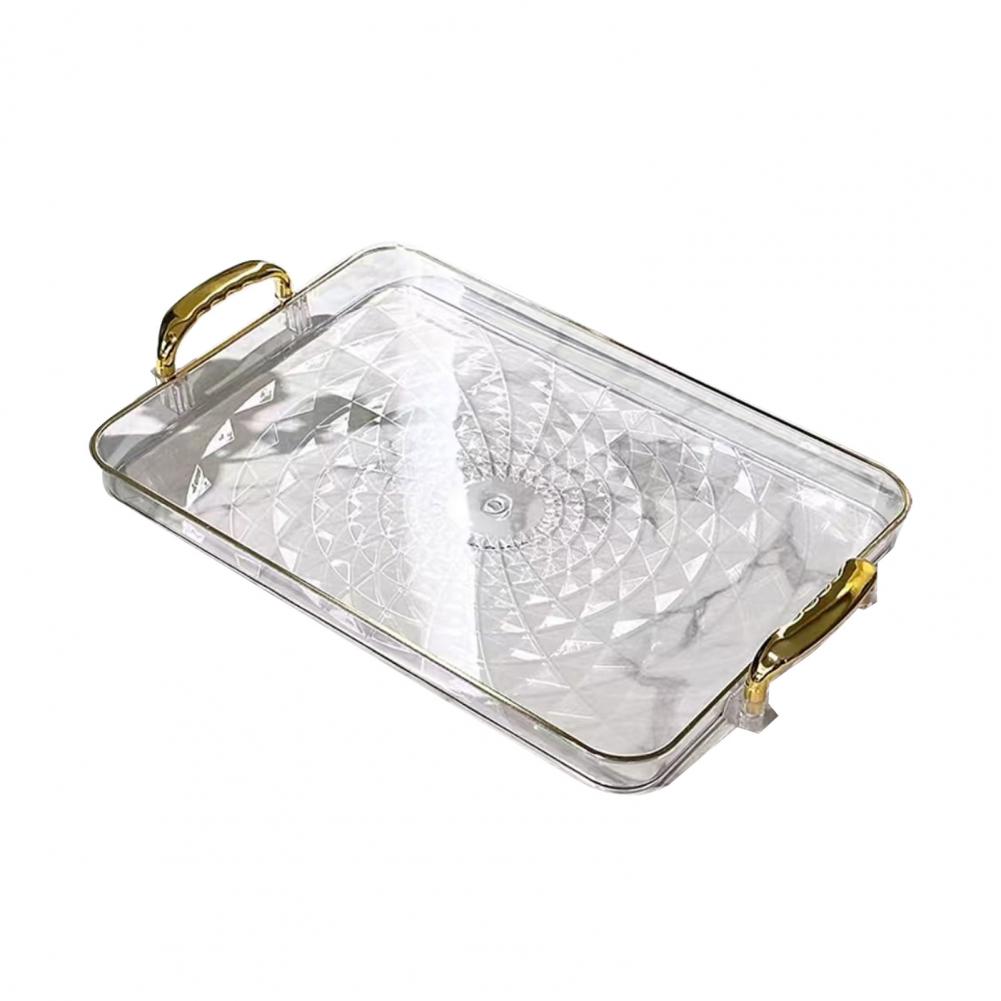 Edge Tray Transparent Serving Tray Serving Tray with Handles Fruit Dessert Platter Stackable Kitchen Organizer Decorative