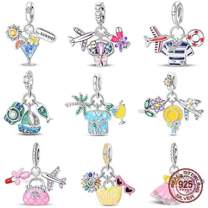 New 100% Copper Summer Cocktail Leisure Time Charms Fit Originalbracelet Diy Jewelry Making Women Gift