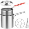 Deep Fat Fryer Set with Strainer Basket and Extended Handle, Stainless Steel Mini Deep Fryer Pot with Lid, Oil Saving Small Fryer for Frying Fish