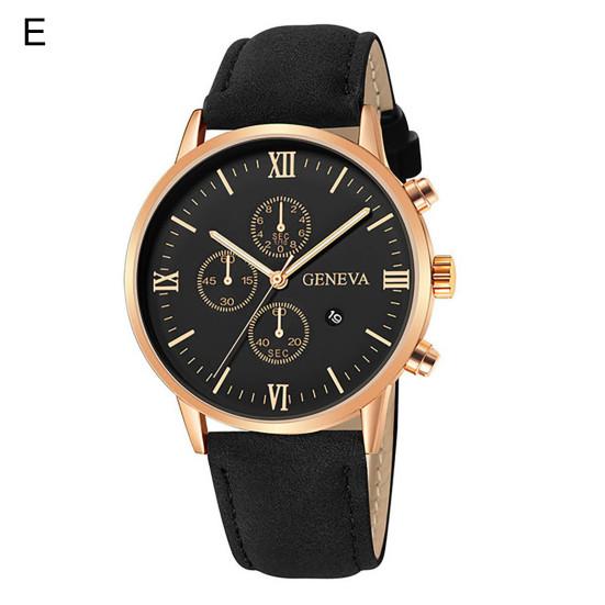 Men Quartz Watch Round Dial Precise Pointer Display Shockproof Scratch-resistant Calendar Faux Leather Strap Fashion Simple Male Business Quartz