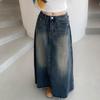 European & American Plus Size Gradient Denim Slimming Skirt - Trendy Autumn/Winter Women's Street Fashion