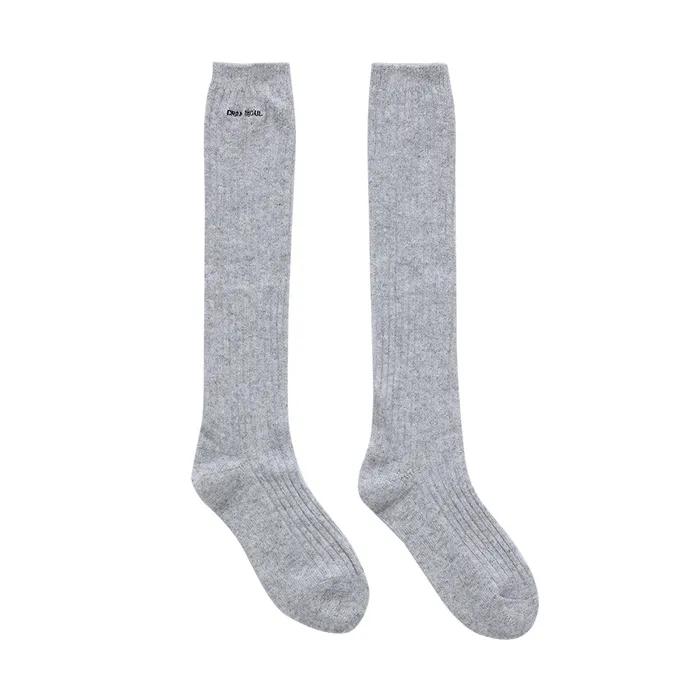 LOGO CASHMERE KNEE SOCKS_LIGHT GREY