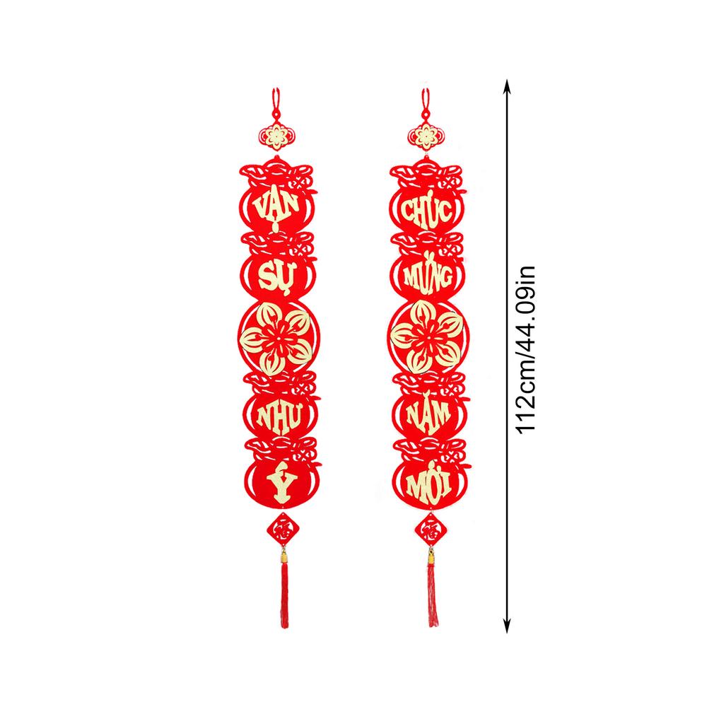 Vietnamese Lunar New Year Decoration Couplets New Year Red Knot Tassel Couplets Ornaments Spring Wall Ornaments for Asian Lunar