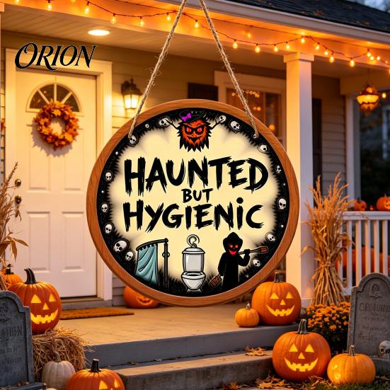 Dark Humor Restroom Ornament Bathroom Halloween Hanging Ornaments, Creative Ghost Wooden Funny Wall Sign Sign, Decorative for Party Decoration