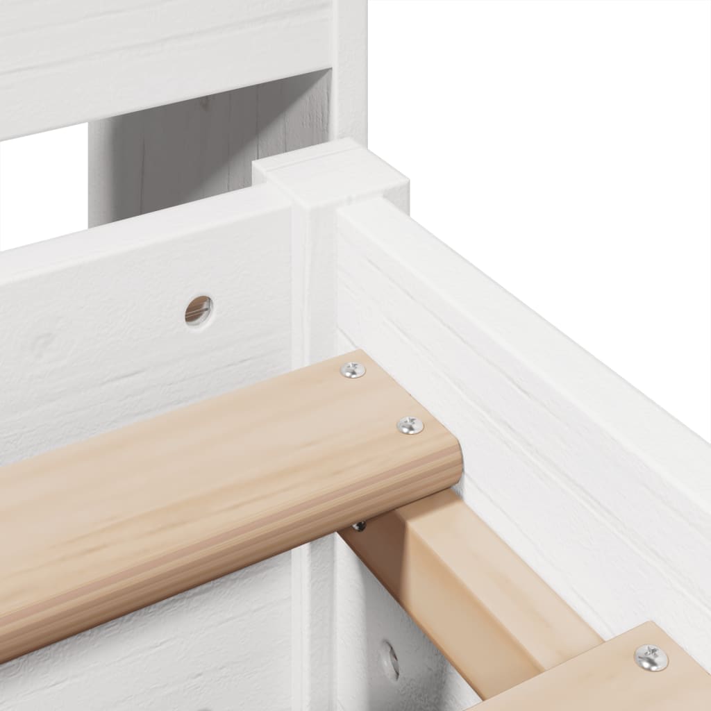Solid Wood Bed with Shelf Without Mattress White 160x200 cm Pine