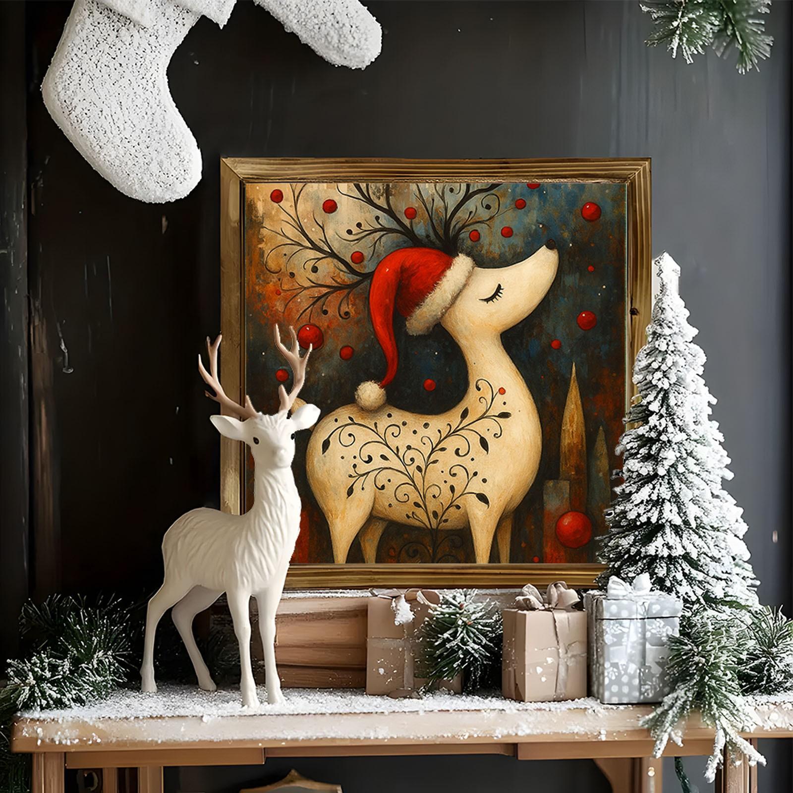 

Горное озеро Рождественский лес Снег Рустикальный грузовик Пейзаж Постер и принты Печать на холсте Настенное искусство Картина для гостиной Де One Size