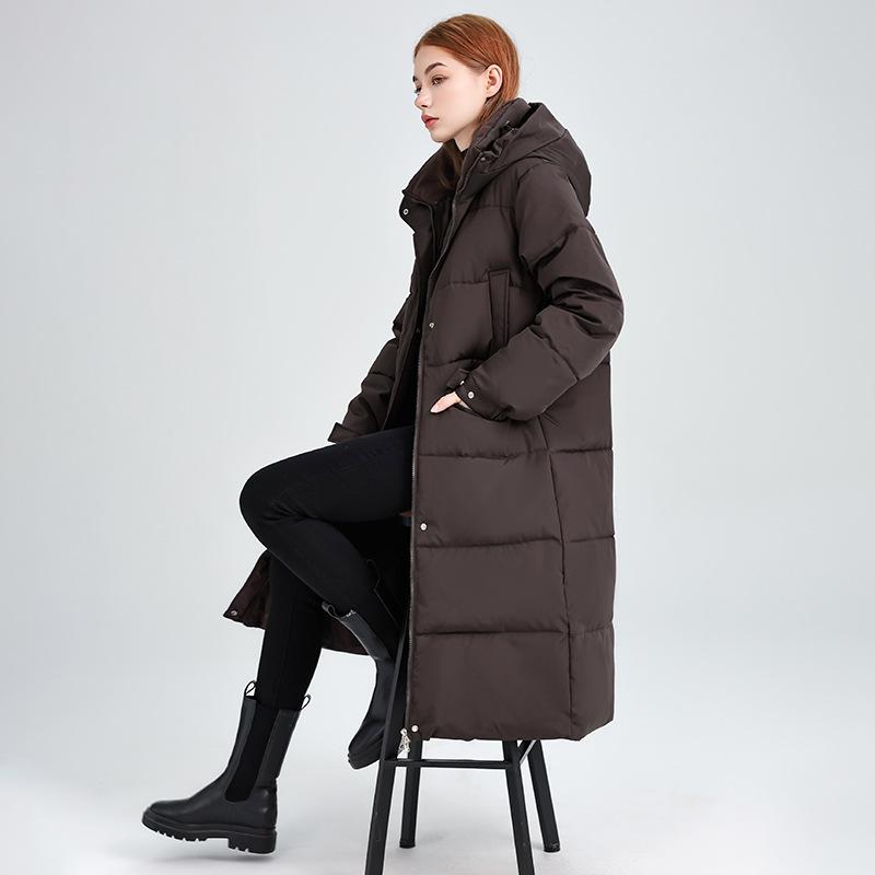 

New Fashionable and Versatile Long Over-knee Hooded Cotton Jacket for Winter Loose and Thick Warm Cotton Jacket XXL