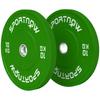 Set of 2 Rubber Weight Plates of 10kg with 2"/5 Cm Hole for Dumbbells and Barbells, Green
