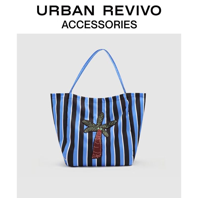URBAN REVIVO Striped Tote Shoulder Bag One Size
