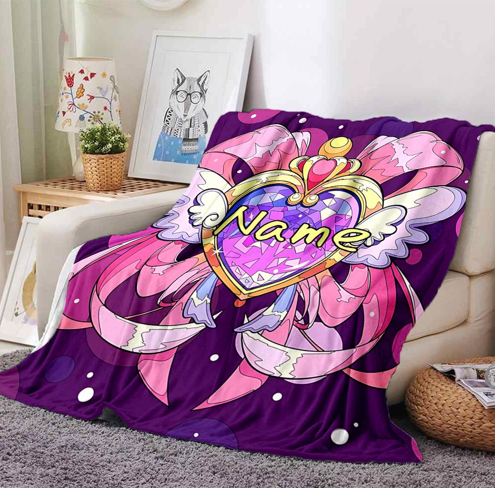 Custom Name Butterfly Symbols Flannel Blanket Throw Blanket Soft Warm Sofa Bed home Decor Unique Gift