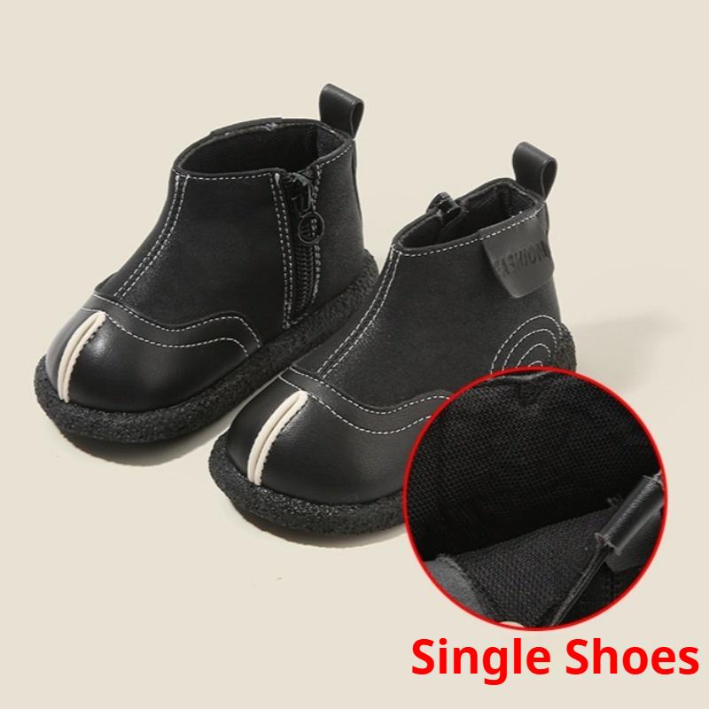 

Детские кожаные ботинки Обувь для малышей Мальчиковые полусапожки Девочковые нескользящие хлопковые туфли 16