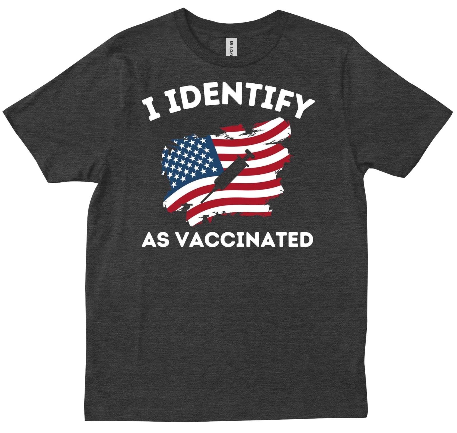 I Identify As Vaccinated With American Flag Unmasked Fully Protected T shirt S