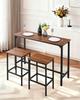 Bar Table, 3PCS 1193.8mm Bars Tables Set, Bar Tables and Chair Set with Rounded Edge Design, Rectangular Pub Table with Two Stools for Office Desk,