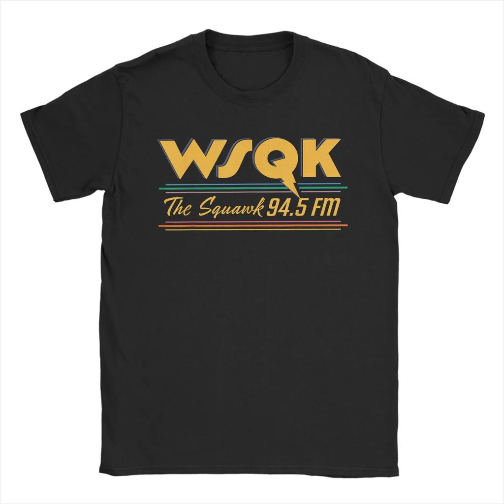 Harajuku TShirt Summer Season 5 WSQK The Squawk 945 FM Retro Logo Novelty TShirts Cotton Casual Plus Size Tee Shirt for Men