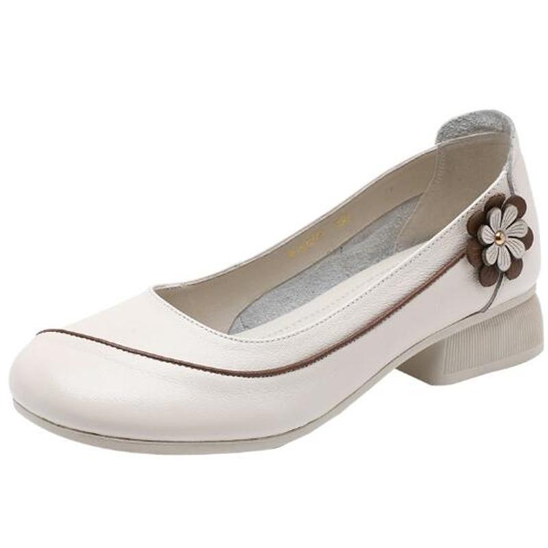 Fashion GKTINOO Women Shoes Genuine Leather 2025 Spring New Dress Shoes Women Large Size Low Heels Office Lady Shoes Women