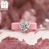 Elegant Pink Silicone Ring 3-Prong Clear Heart Solitaire CZ,Dainty Casual Engagement Jewelry For Ladies