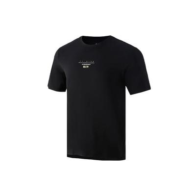 Camiseta de Treino de Secagem Rápida Gelo Seda Gola Redonda Manga Curta Masculina Tops Preto ATSR039-1