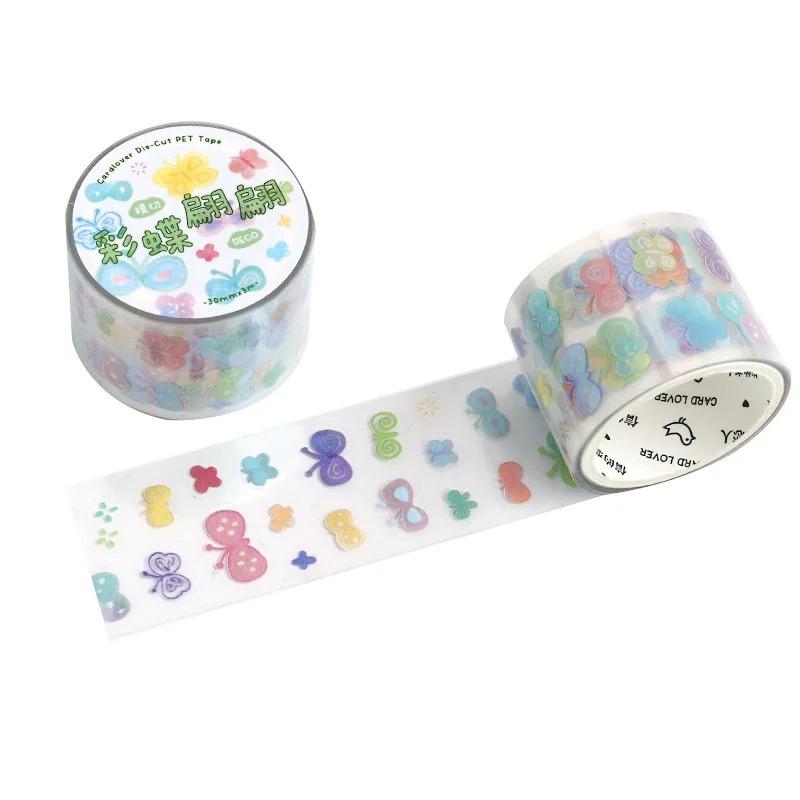 Die Cut PET Washi Tape Confetti Fragment Series Korean Cute Print Pattern Transparent Decorative Sticker for Journal Scrapbook
